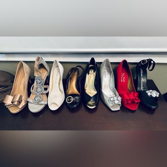 For every colour outfit! 8 Pairs Sz 5.5 & 6 Dressy Heels Pumps AK Melani Guess - Picture 9 of 13